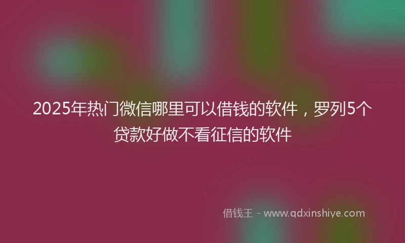 2025年热门微信哪里可以借钱的软件，罗列5个贷款好做不看征信的软件
