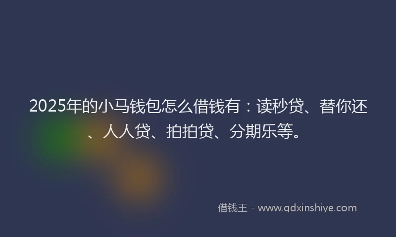 2025年的小马钱包怎么借钱有：读秒贷、替你还、人人贷、拍拍贷、分期乐等。