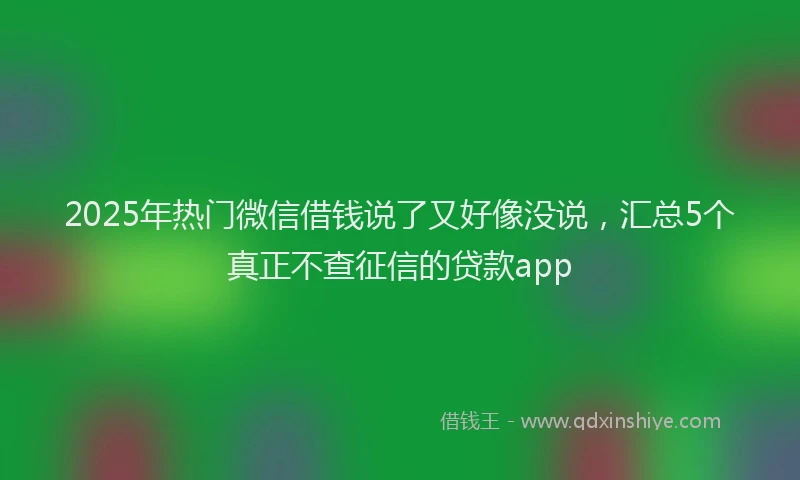 2025年热门微信借钱说了又好像没说，汇总5个真正不查征信的贷款app