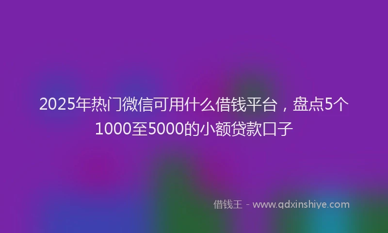 2025年热门微信可用什么借钱平台，盘点5个1000至5000的小额贷款口子