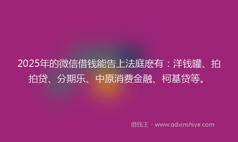 2025年的微信借钱能告上法庭麽有：洋钱罐、拍拍贷、分期乐、中原消费金融、柯基贷等。