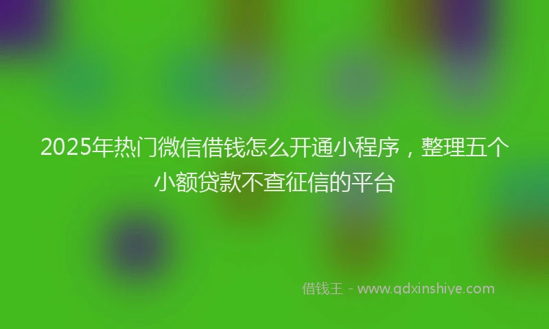 2025年热门微信借钱怎么开通小程序，整理五个小额贷款不查征信的平台