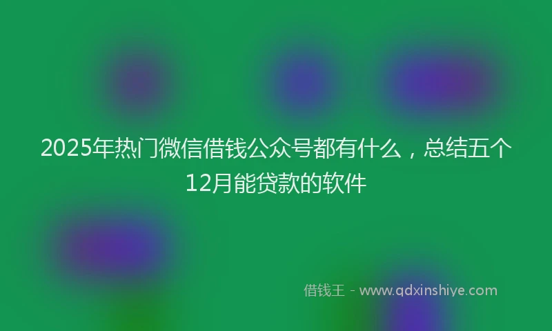 2025年热门微信借钱公众号都有什么，总结五个12月能贷款的软件