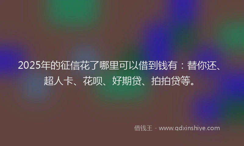 2025年的征信花了哪里可以借到钱有：替你还、超人卡、花呗、好期贷、拍拍贷等。