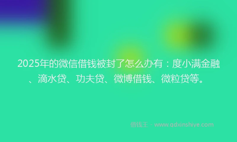 2025年的微信借钱被封了怎么办有：度小满金融、滴水贷、功夫贷、微博借钱、微粒贷等。