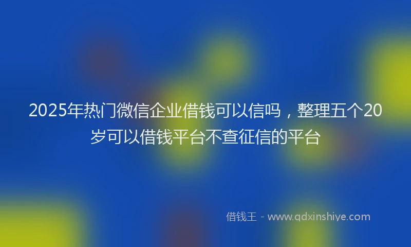2025年热门微信企业借钱可以信吗，整理五个20岁可以借钱平台不查征信的平台