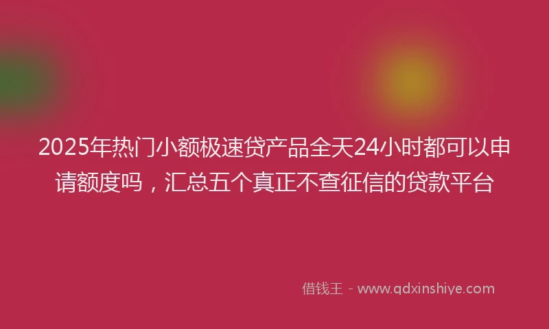 2025年热门小额极速贷产品全天24小时都可以申请额度吗，汇总五个真正不查征信的贷款平台
