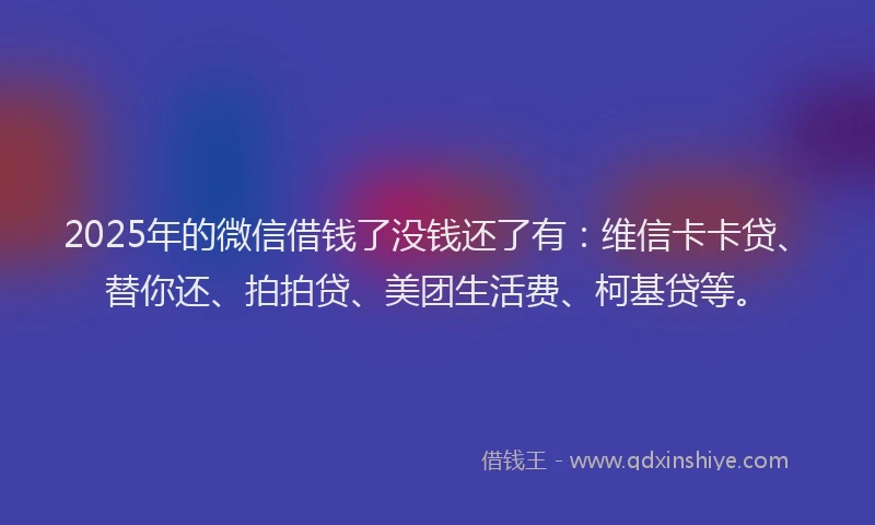 2025年的微信借钱了没钱还了有：维信卡卡贷、替你还、拍拍贷、美团生活费、柯基贷等。
