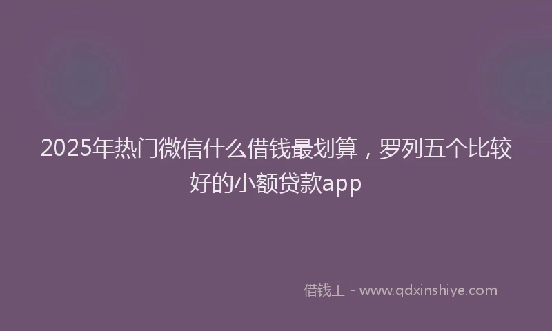 2025年热门微信什么借钱最划算，罗列五个比较好的小额贷款app