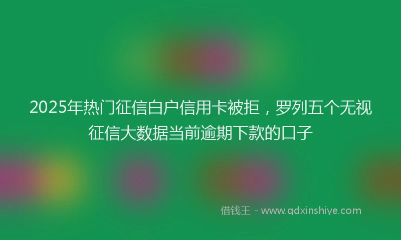 2025年热门征信白户信用卡被拒，罗列五个无视征信大数据当前逾期下款的口子