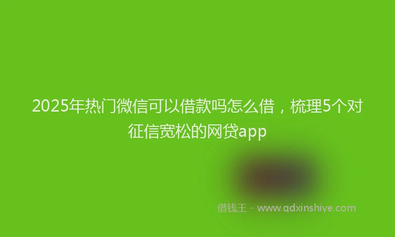 2025年热门微信可以借款吗怎么借，梳理5个对征信宽松的网贷app