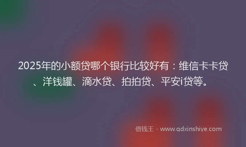 2025年的小额贷哪个银行比较好有：维信卡卡贷、洋钱罐、滴水贷、拍拍贷、平安i贷等。