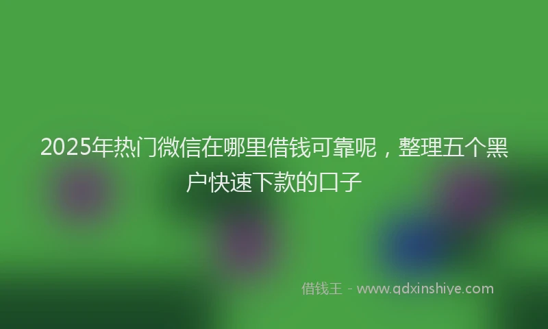 2025年热门微信在哪里借钱可靠呢，整理五个黑户快速下款的口子