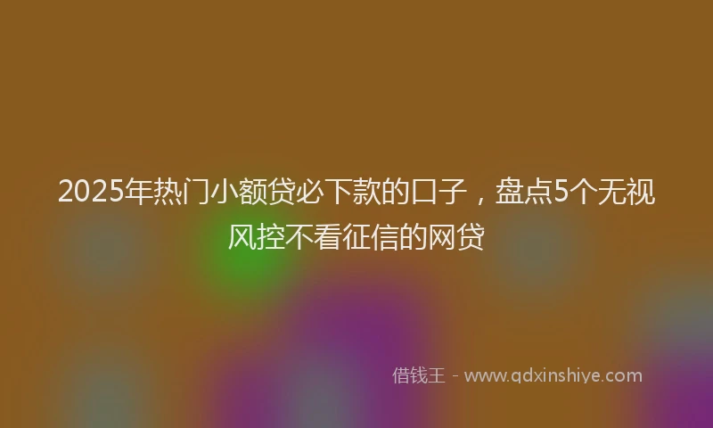2025年热门小额贷必下款的口子，盘点5个无视风控不看征信的网贷