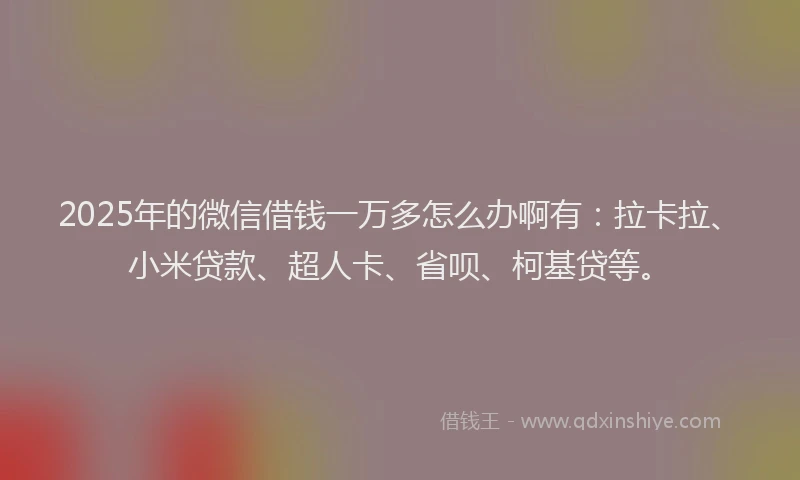 2025年的微信借钱一万多怎么办啊有：拉卡拉、小米贷款、超人卡、省呗、柯基贷等。