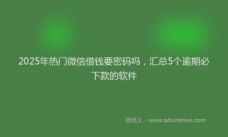 2025年热门微信借钱要密码吗，汇总5个逾期必下款的软件