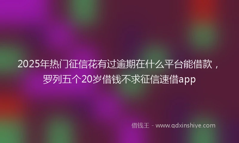 2025年热门征信花有过逾期在什么平台能借款，罗列五个20岁借钱不求征信速借app