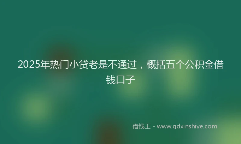2025年热门小贷老是不通过，概括五个公积金借钱口子