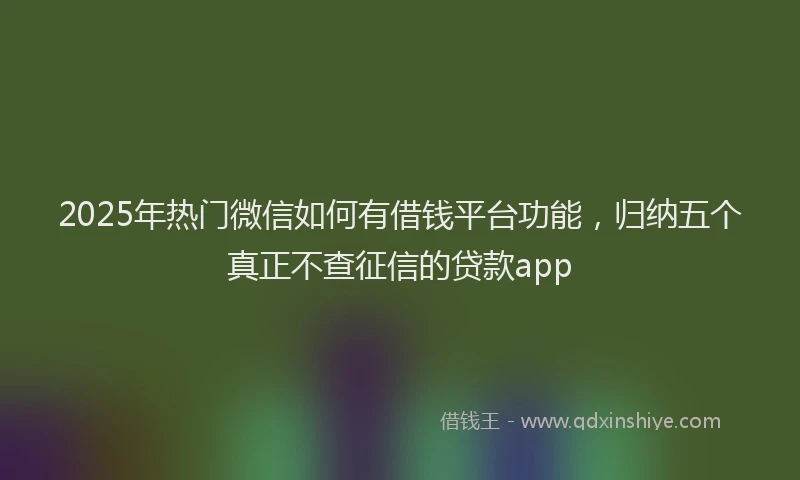2025年热门微信如何有借钱平台功能，归纳五个真正不查征信的贷款app