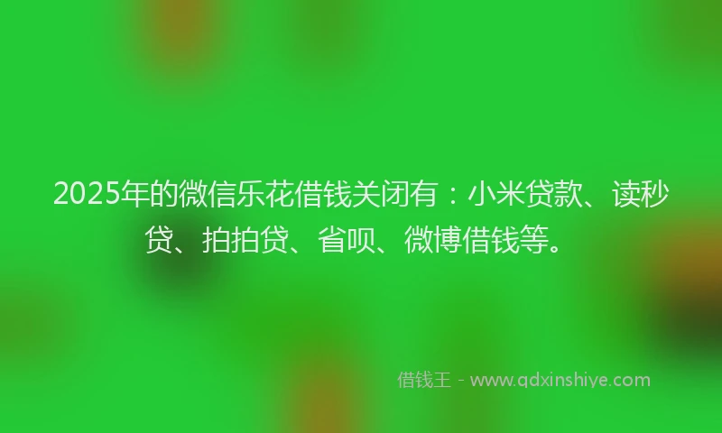 2025年的微信乐花借钱关闭有：小米贷款、读秒贷、拍拍贷、省呗、微博借钱等。