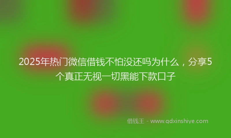 2025年热门微信借钱不怕没还吗为什么，分享5个真正无视一切黑能下款口子
