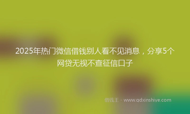 2025年热门微信借钱别人看不见消息，分享5个网贷无视不查征信口子