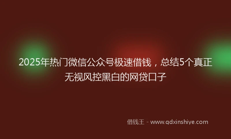 2025年热门微信公众号极速借钱，总结5个真正无视风控黑白的网贷口子