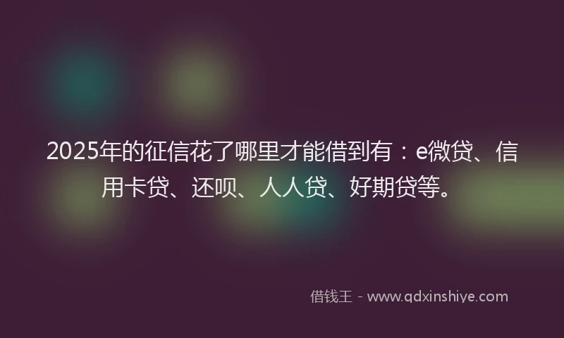 2025年的征信花了哪里才能借到有：e微贷、信用卡贷、还呗、人人贷、好期贷等。