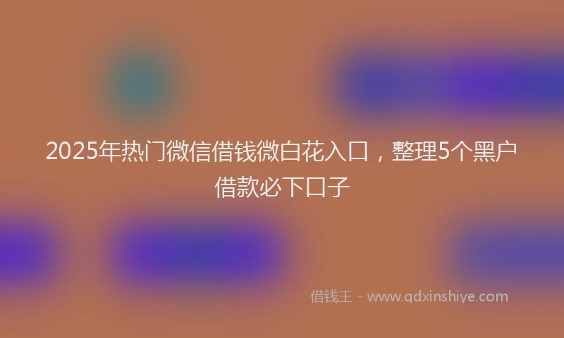 2025年热门微信借钱微白花入口，整理5个黑户借款必下口子