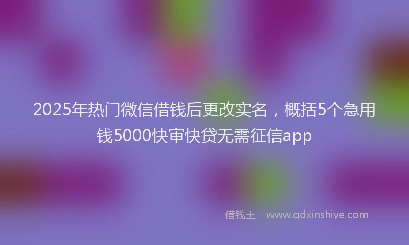 2025年热门微信借钱后更改实名，概括5个急用钱5000快审快贷无需征信app