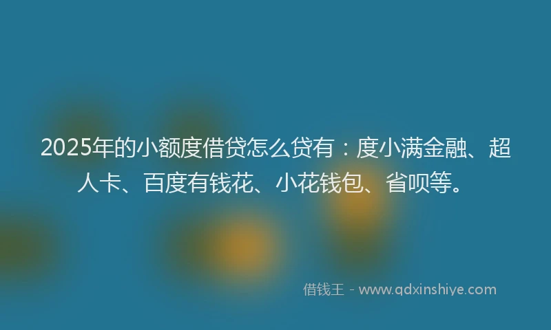 2025年的小额度借贷怎么贷有：度小满金融、超人卡、百度有钱花、小花钱包、省呗等。