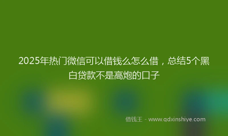 2025年热门微信可以借钱么怎么借，总结5个黑白贷款不是高炮的口子
