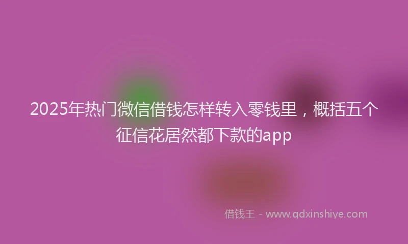 2025年热门微信借钱怎样转入零钱里，概括五个征信花居然都下款的app