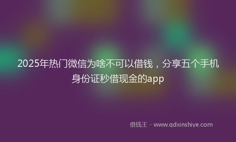 2025年热门微信为啥不可以借钱，分享五个手机身份证秒借现金的app