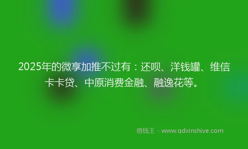 2025年的微享加推不过有：还呗、洋钱罐、维信卡卡贷、中原消费金融、融逸花等。