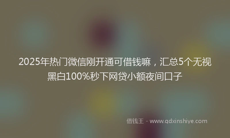 2025年热门微信刚开通可借钱嘛，汇总5个无视黑白100%秒下网贷小额夜间口子
