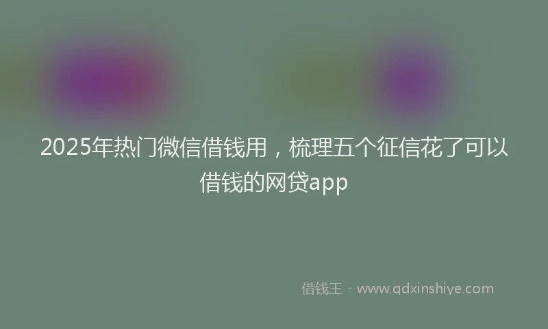 2025年热门微信借钱用，梳理五个征信花了可以借钱的网贷app