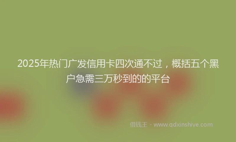 2025年热门广发信用卡四次通不过，概括五个黑户急需三万秒到的的平台