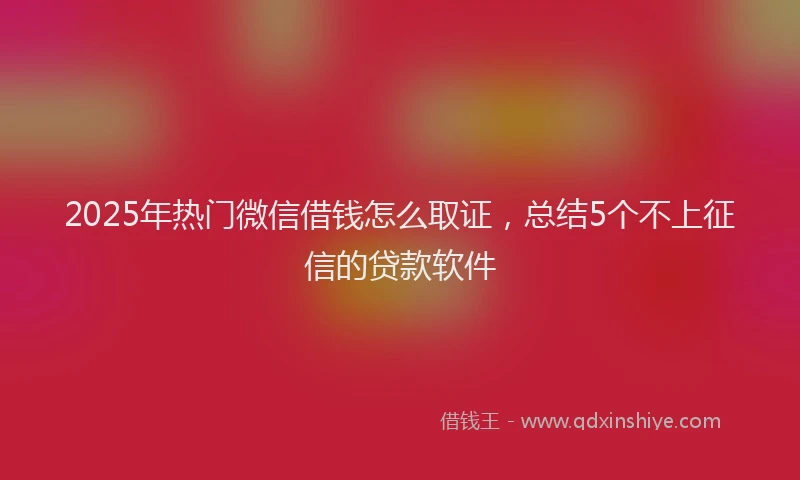 2025年热门微信借钱怎么取证，总结5个不上征信的贷款软件