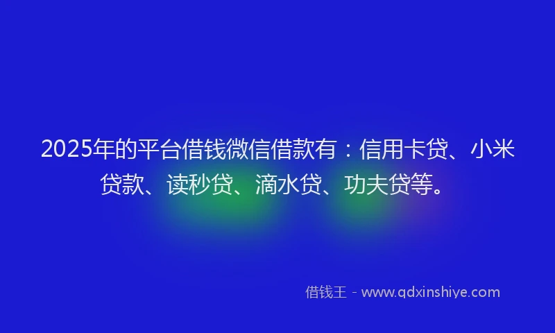 2025年的平台借钱微信借款有：信用卡贷、小米贷款、读秒贷、滴水贷、功夫贷等。