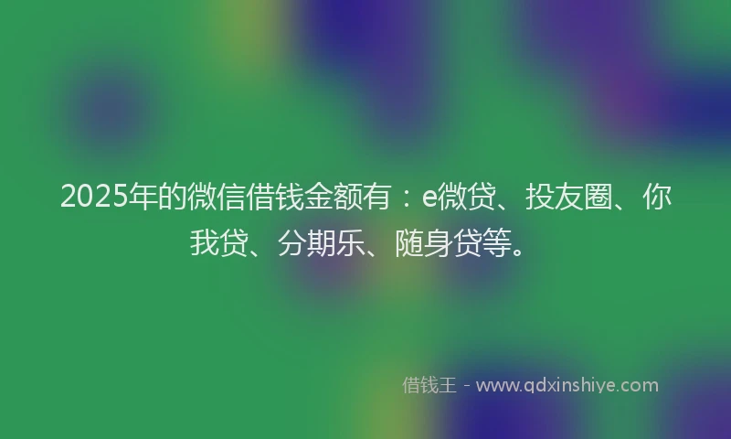 2025年的微信借钱金额有：e微贷、投友圈、你我贷、分期乐、随身贷等。