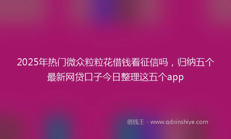 2025年热门微众粒粒花借钱看征信吗，归纳五个最新网贷口子今日整理这五个app