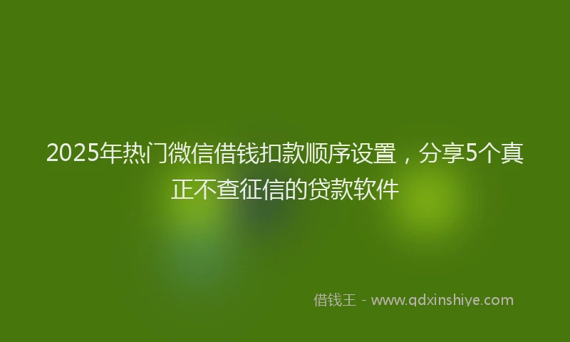 2025年热门微信借钱扣款顺序设置，分享5个真正不查征信的贷款软件