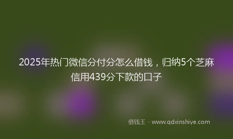 2025年热门微信分付分怎么借钱，归纳5个芝麻信用439分下款的口子