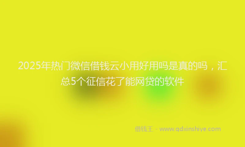 2025年热门微信借钱云小用好用吗是真的吗，汇总5个征信花了能网贷的软件