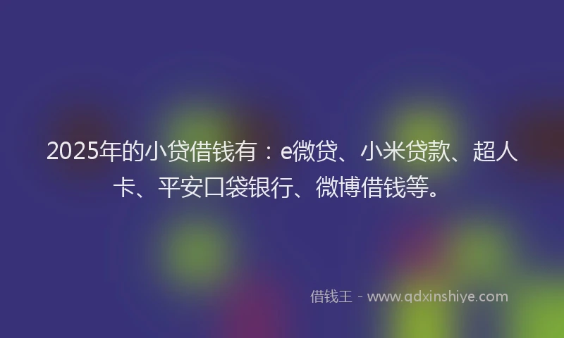 2025年的小贷借钱有：e微贷、小米贷款、超人卡、平安口袋银行、微博借钱等。