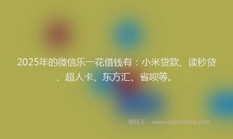2025年的微信乐一花借钱有：小米贷款、读秒贷、超人卡、东方汇、省呗等。