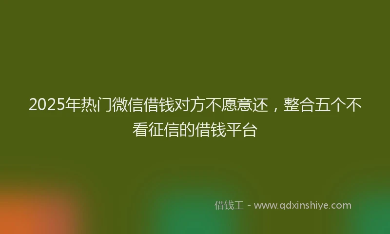 2025年热门微信借钱对方不愿意还，整合五个不看征信的借钱平台