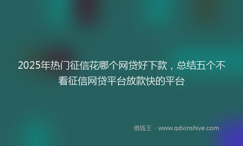 2025年热门征信花哪个网贷好下款，总结五个不看征信网贷平台放款快的平台