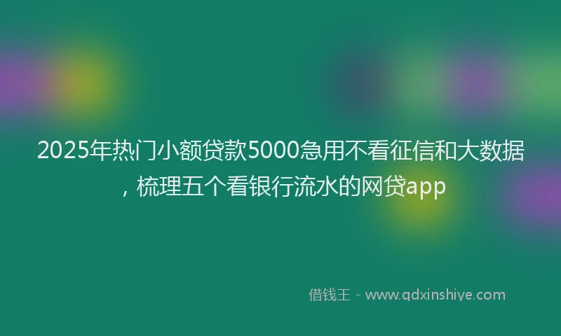 2025年热门小额贷款5000急用不看征信和大数据，梳理五个看银行流水的网贷app